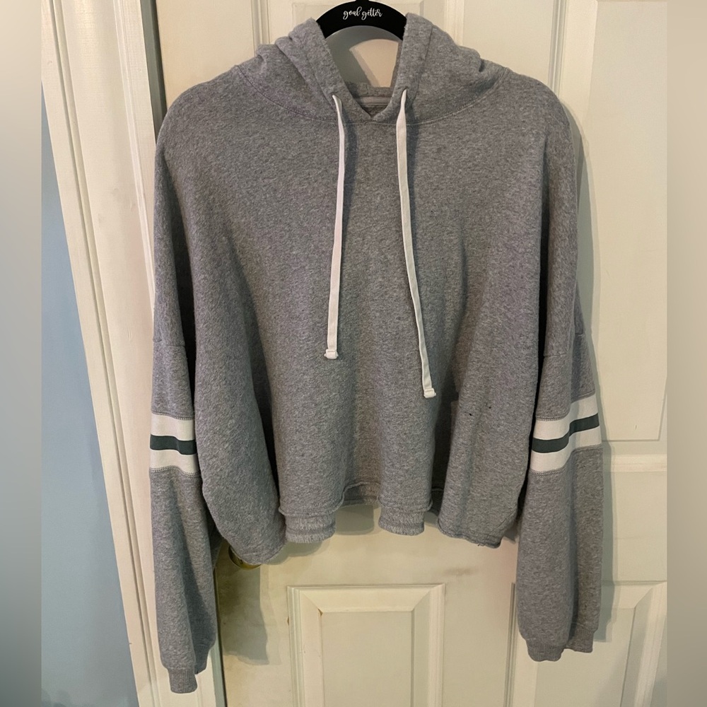 Gray Cropped Hoodie